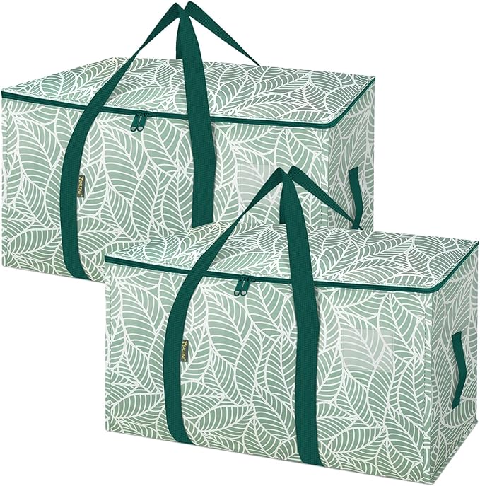 BALEINE 2-Pack Oversized Moving Bags with Reinforced Handles, Heavy-Duty Storage Tote for Clothes, Moving Supplies (Antique Folidage, 2-Pack)