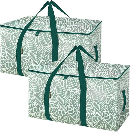 BALEINE 2-Pack Oversized Moving Bags with Reinforced Handles, Heavy-Duty Storage Tote for Clothes, Moving Supplies (Antique Folidage, 2-Pack)