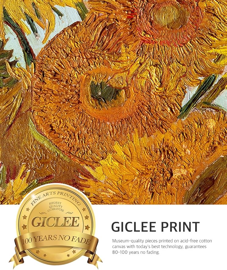 DECORARTS - Triptych (Van Gogh Flower Series), Vincent classic Art Reproduction. Giclee Canvas Prints Wall Art for Home Decor 24x30, 3pcs/set