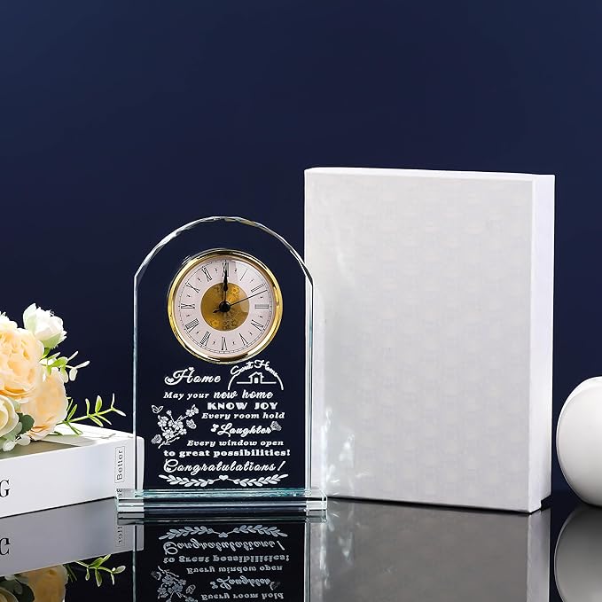 Qianwei House Warming Gifts New Home - Crystal Clock New Home Gifts for Home Decor with Led - Best Unique Housewarming Decor Gift Ideas for New House Homeowner Men Friend Family