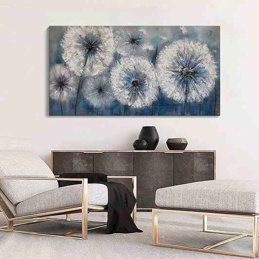 Dandelion Painting Wall Art Canvas Print Picture for Living Room Large White Flower Flora Home Bedroom Decoration Modern Framed Artwork Decor, 20x40