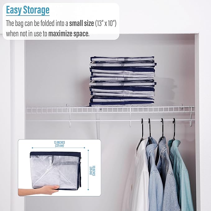 VENO 8 Pack Moving Bags Plastic Storage Totes Clothes Organization Large W Lid/Zipper. Packing Boxes/Bins Alternative. Space Saving Foldable College Supplies Essentials (Clear, 8 Pack)