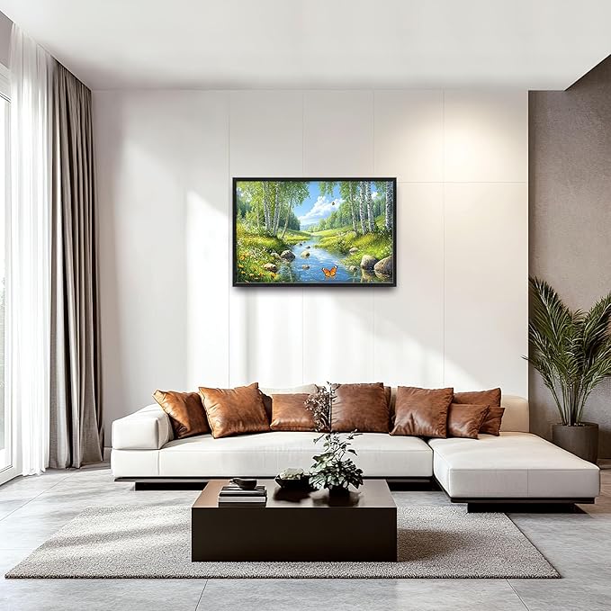 Large Forest Wall Art for Living Room, Lake Butterfly Tree Oversized Wall Decor Pictures, Nature Landscape Framed Canvas Print Painting, Artwork for Bedroom Office Home Decor 36"x24"