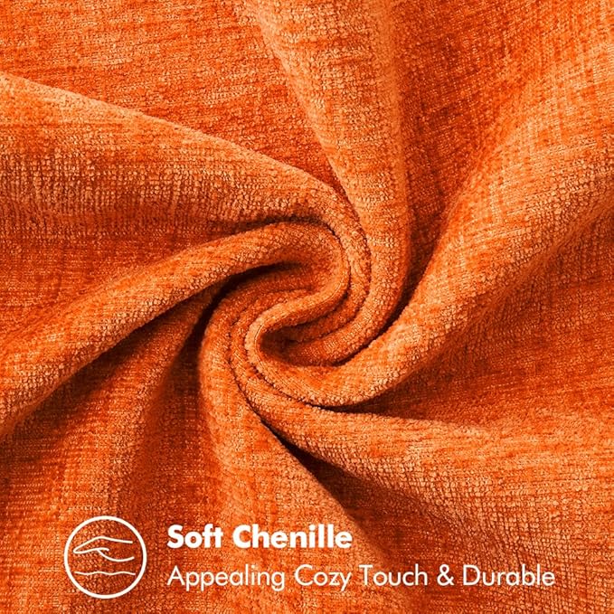MIULEE Pack of 2 Fall Couch Throw Pillow Covers 18x18 Inch Bright Orange Farmhouse Decorative Pillow Covers with Stitched Edge Soft Chenille Solid Dyed Pillow Covers for Sofa Bed Living Room