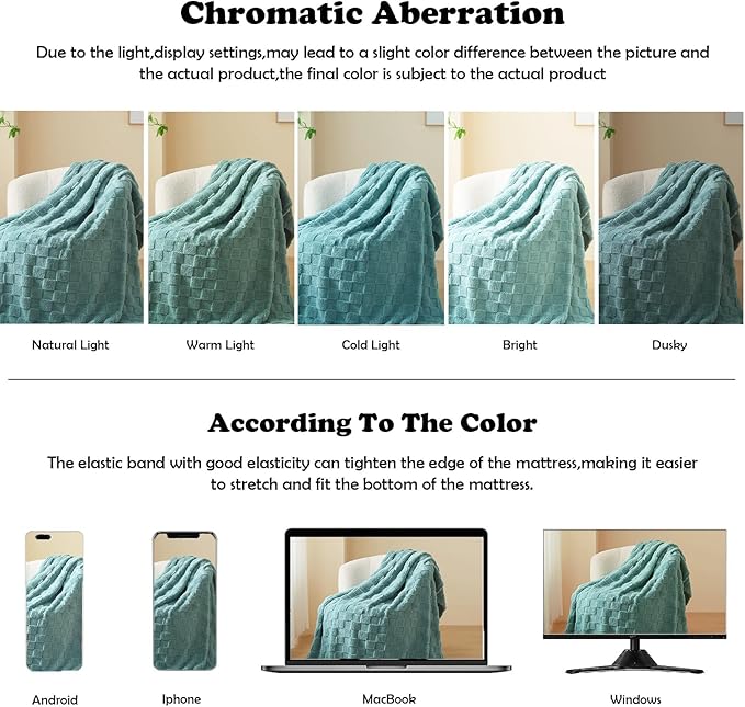 NEWCOSPLAY Super Soft Throw Blanket Light Teal Premium Silky Flannel Fleece 3D Checkered Lightweight Bed Blanket All Season Use (Light Teal Checkered, Throw(50"x70"))