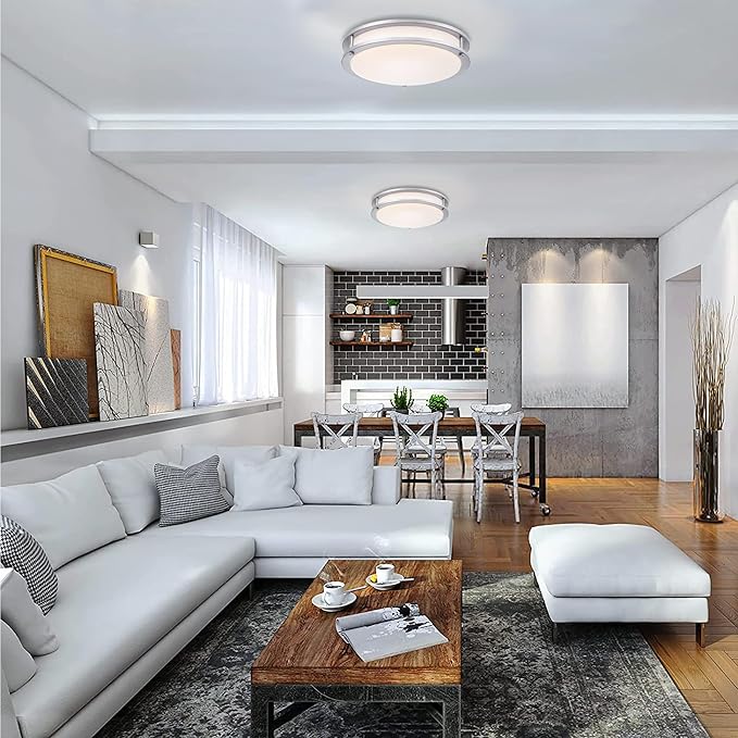 2Pack 13 Inch Oval LED Ceiling Lights, LED Flush Mount Light Fixture, 23W, 2700K/3000K/3500K/4000K/5000K Adjustable, Brushed Nickel Ceiling Mount Light Fixture for Bedroom Kitchen Bathroom