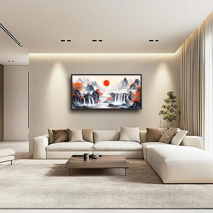 Lovira Japanese Mountain Landscape Large Wall Art Japan Canvas Wall Decor Pictures Prints Painting Framed Artwork for Living Room Bedroom Bathroom Kitchen Office 30"x60"