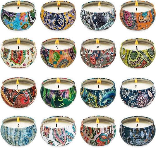 Set 16 Pack Scented Candles Gifts Soy Wax Travel Tin Jar Candles for Home 2.5 OZ Scented Candles for Mom for Christmas, Birthday, Thanksgiving, Mother's Day…