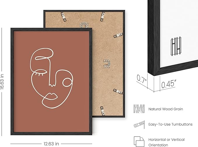 HAUS AND HUES Woman Drawing Line Art Wall Decor - Female Figure Wall Art, Silhouette Drawings Artwork Line Drawing Wall Art Minimalist Wall Decor, Clay Abstract Face (Black Framed, 12x16)