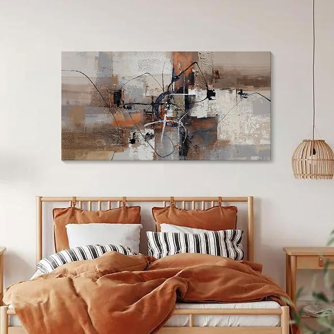 YDYSUNE Abstract Canvas Wall Art, Modern Wall Decor Painting, Brown Room Decorations, Orange Wall Art for Living Room, Bedroom, Office Artwork Wall Decor 24×48IN
