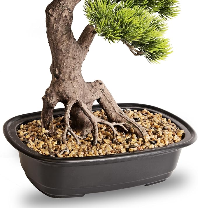 Artificial Bonsai Plant, Large Faux Juniper Plants 20 inch, Faux Potted Pine Plants Indoor Decor for Office Desk Home Table, Greenery Desktop Bonsai Tree for Room Decorations, Tall 20"