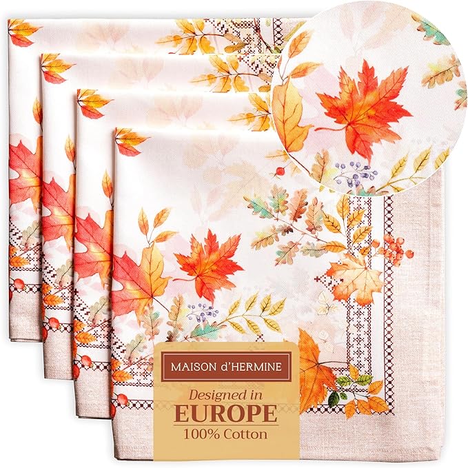 Maison d' Hermine Cloth Napkins Set of 4 100% Cotton Everyday Reusable Square Napkins Cloth Washable, Dinner, Party, Wedding, Restaurant (Amarante, 20" x 20")