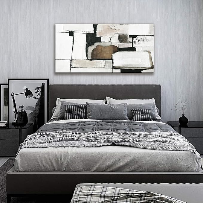 Tsomzxng Canvas Art Wall Decor Abstract Wall Art For Living Room Modern Canvas Abstract Wall Decor Prints Pictures Wall Brown Grey Wall Art For Hotel Home Wall Artwork 24x48 Inch