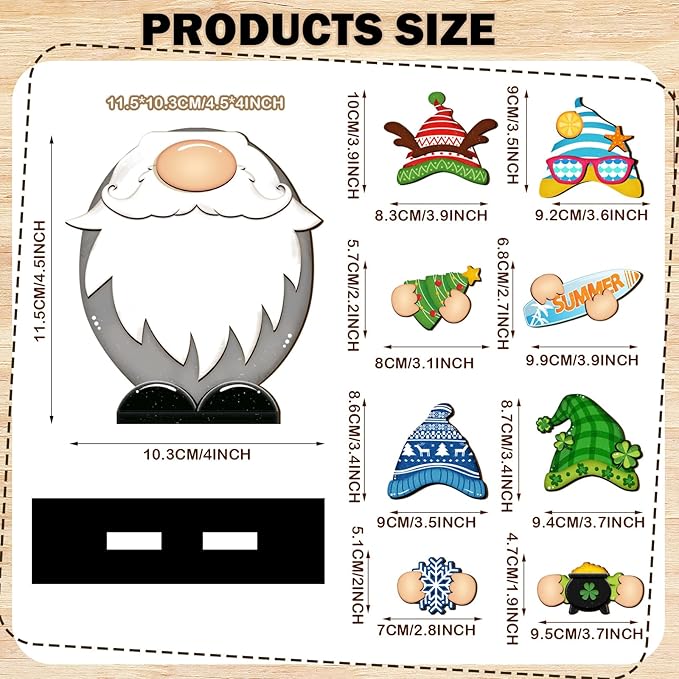 Blulu Interchangeable Wooden Gnome Decor DIY Holiday Seasonal Fall Gnomes Halloween Tiered Tray Decoration with Magnet Pieces Halloween Welcome Sign for Holiday Decorations(Classic)
