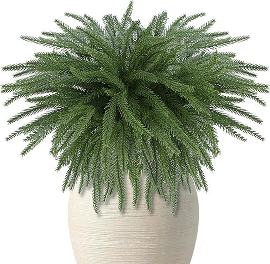 DR.DUDU Christmas Decorations Indoor - 8 Pack 18 in Norfolk Pine Stems, Real Touch Artificial Greenery for DIY Wreaths, Vase Filler & Holiday Decor, Faux Pine Branches for Table Centerpieces & Home