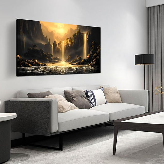 Waterfall Pictures Wall Decor for Living Room Mountain Canvas Wall Art for Office Modern Wall Art for Dining Room Size 24" x 48"