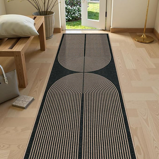 Lahome Modern Rainbow Kitchen Runner Rug, 2x8 Easy Jute Rug Runners for Hallways Entry Farmhouse Indoor Outdoor Carpet, Contemporary Washable Non Slip Runner for Laundry Room Porch