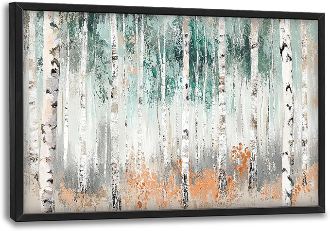 Birch Tree Large Wall Art for Living Room Framed, Birch Forest Wall Decor Pictures, Nature Scenery Trees Landscape Canvas Print Painting, Aesthetic Artwork Bedroom Office Home Decor 36"x24"