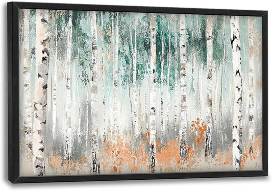 Birch Tree Large Wall Art for Living Room Framed, Birch Forest Wall Decor Pictures, Nature Scenery Trees Landscape Canvas Print Painting, Aesthetic Artwork Bedroom Office Home Decor 36"x24"
