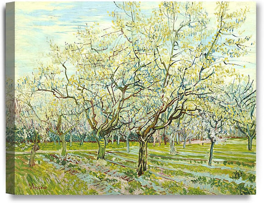 DECORARTS - The White Orchard, Vincent Van Gogh Art Reproduction. giclee print canvas art for wall decor 20x16