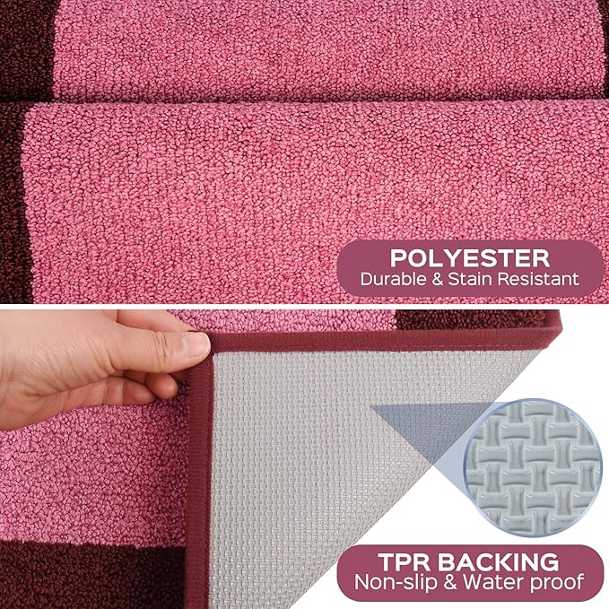 Machine Washable Runner Rugs Set of 2, (24" x 36"+ 24" x 60"), Non Slip Kitchen Mats for Floor, Absorbent Entryway Rug for Kitchen, Bedroom, Hallway, Bathroom, Door (Roll Packing)