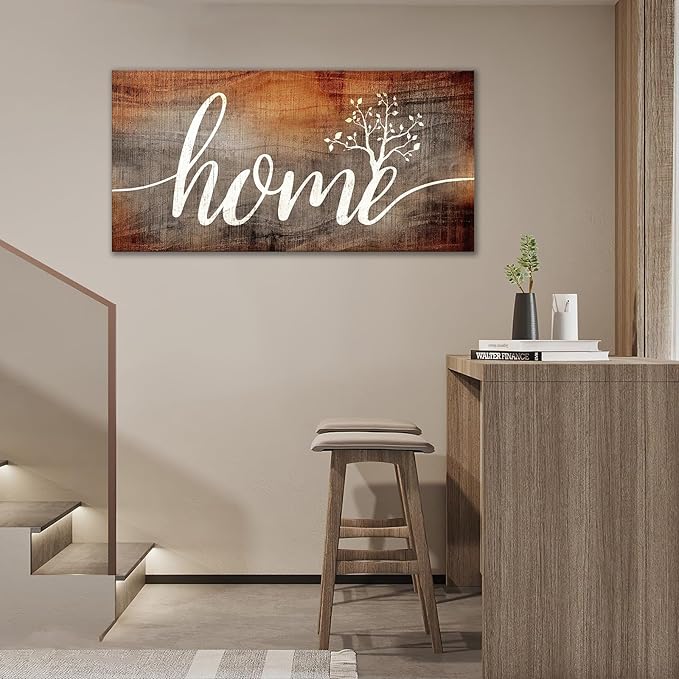 Large Farmhouse Home Wall Art Home Word Sign Pictures Wall Decor Rustic Home Quotes Canvas Painting Print Modern Family Decor Artwork Framed for Living Room Bathroom Master Bedroom Dining room 60"x30"