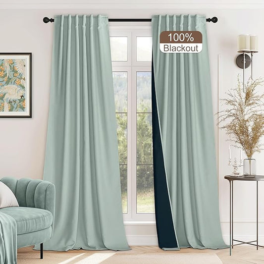 StangH Blue Velvet Curtains 84 inches Long 100% Blackout Thermal Insulated Window Drapes Luxury Back Tab Chenille Curtains for Boys Bedroom Room Dividers, W52 x L84, 2 Panels