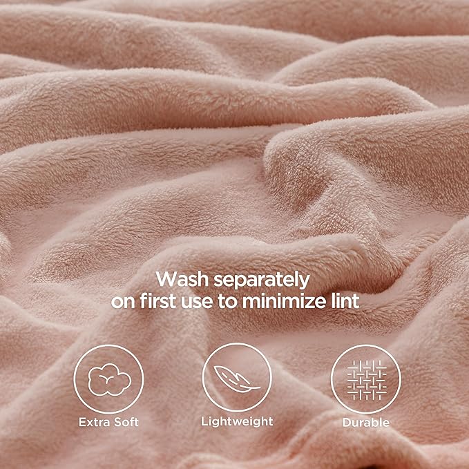 Bedsure GentleSoft Fleece Throw Blanket Dusty Pink - 300GSM Blankets for Couch, Sofa, Bed, Soft Lightweight Plush Cozy Throws for Toddlers, 50x60 inches