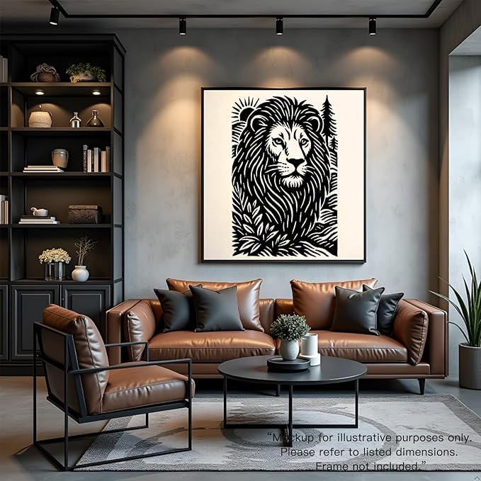 Caelumis Vintage Wall Art Decor Prints Black And White Pictures Posters For Farmhouse Living Bedroom Bathroom Room kitchen Handmade Unframed (Lion 12x16in)