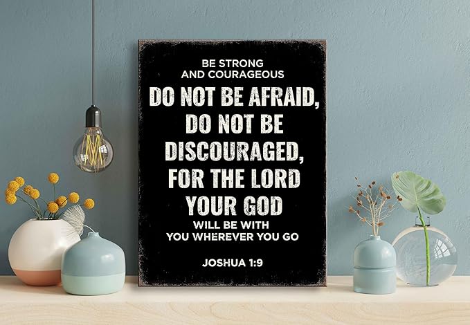 Be Strong and Courageous Joshua 1:9 Bible Verse Canvas Wall Art - Christian Scripture Inspirational Wall Decor for Prayer Room, Faith-Based Home Decor, Religious Gift for Women, Motivational Spiritual Living Room,bedroom Art. A-387