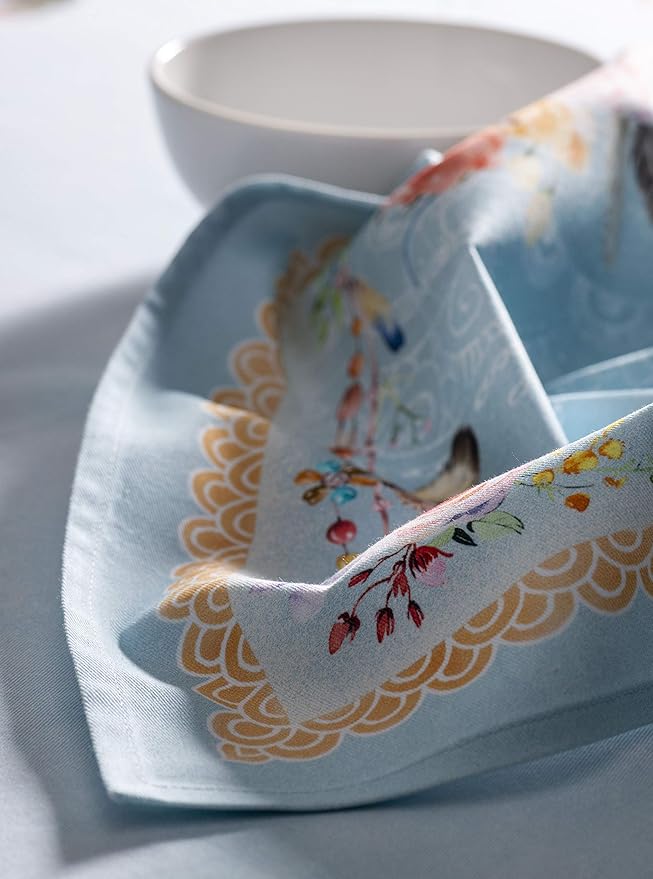 Maison d' Hermine Cloth Napkins Set of 4 100% Cotton Everyday Reusable Square Napkins Cloth Washable, Dinner, Party, Wedding, Restaurant, Spring/Summer (Ibiza, 20" x 20")