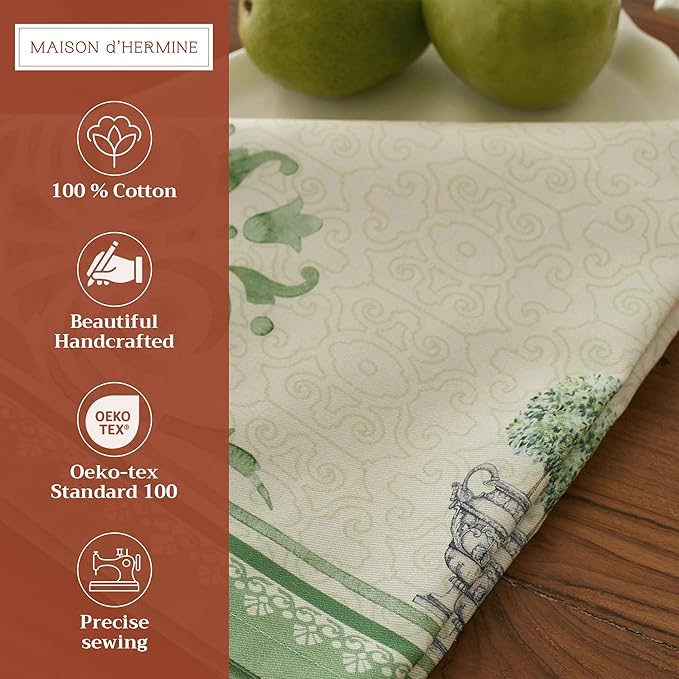 Maison d' Hermine Cloth Napkins Set of 4 100% Cotton Everyday Reusable Square Napkins Cloth Washable, Dinner, Party, Wedding, Restaurant, Spring/Summer (Jardin Du Roy, 20" x 20")