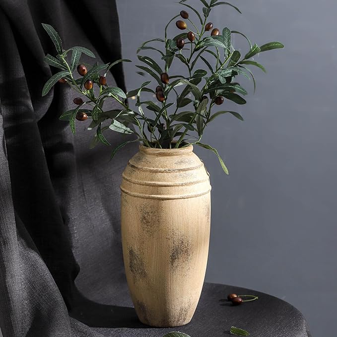 Large Ceramic Vase, 12.87 inch Tall Flower Vintage Farmhouse Vase for Home Decor, Dining Table, Living Room, Kitchen, Office Decoration