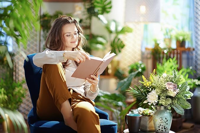 Faux Flowers in Ceramic Vase, Artificial Flower Arrangement Decoration for Home Kitchen Living Dining Room Coffee Table Centerpieces Deco