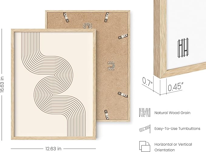 HAUS AND HUES Line Art Mid Century Modern Wall Decor - Boho Prints Wall Art Abstract Geometric Wall Decor Line Art Prints Modern Boho Art Snaking River from Top Left (Beige Framed, 12x16)