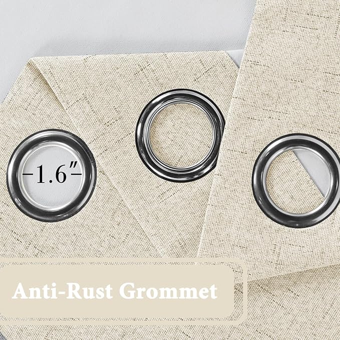 H.VERSAILTEX 100% Blackout Curtain for Bedroom 63 Inches Long Grommet Linen Face Full Light Blocking Curtain Drape for Living Room Thermal Insulated Linen Look Curtain 1 Panel, Bleached Sand