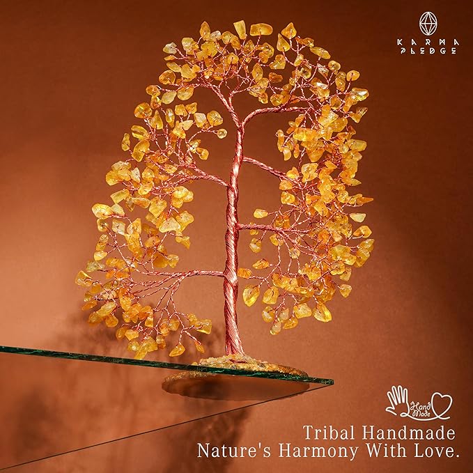 Citrine Crystal Tree of Life, Healing Crystals and Stones Tree for Home and Office Desk Decoration, Positive Energy, Money, Good Luck, Handmade Feng Shui Spiritual Gifts for Women