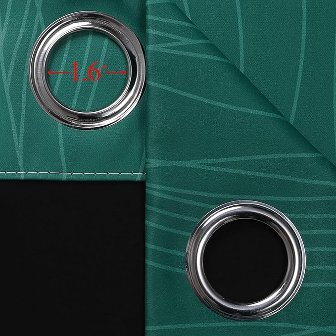 Estelar Textiler Green and Greyish White Ombre Blackout Curtains 45 Inch Length 2 Panels, Full Room Darkening Gradient Drapes for Kitchen, Thermal Insulated Grommet Short Curtains for Bathroom,42Wx45L