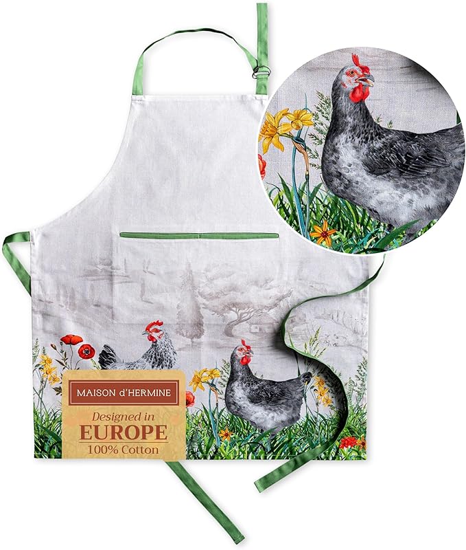 Maison d' Hermine 100% Cotton Apron for women with Pocket Kitchen Chef Apron for Men Cooking Gardening Server Waitress