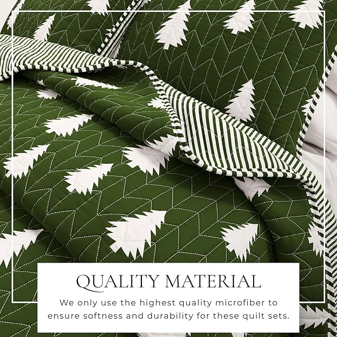 Great Bay Home Full/Queen Reversible Rustic Lodge Olive Bedspread Quilt with Shams - All Season Cabin Coverlet Bedding Set (Includes 1 Quilt, 2 Pillow Shams)