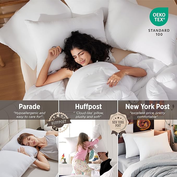 Bedsure King Size Pillows Set of 4 - King Size Bed Pillows 4 Pack for Sleeping, Soft and Supportive, Hotel Quality, Original Down Alternative Filling for Side, Back Sleepers