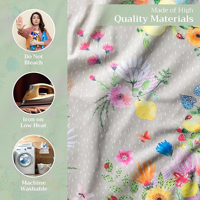 Maison d' Hermine Cloth Napkins Set of 4 100% Cotton Everyday Reusable Square Napkins Cloth Washable, Dinner, Party, Wedding, Restaurant, Spring/Summer (Jardin D'Ete - Fog, 20" x 20")