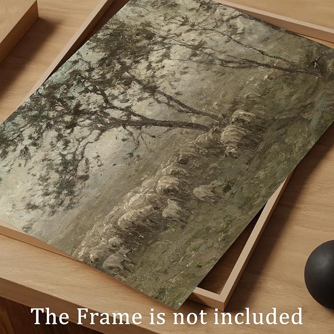 uniro Vintage Wall Art Prints for Home Decor, Farmhouse Spring Decor Rustic Sheep Pasture Canvas Prints Paingting, Vintage Cottage Landscape Wall Decor, Vintage Art Pictures for Bedroom Bathroom Decor( 8" x 10"-UNFRAMED)