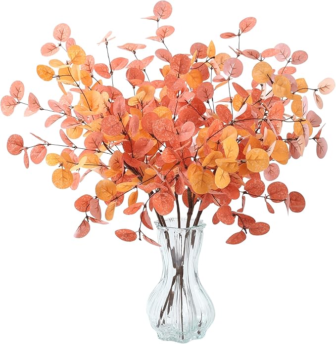 SITUMEIZI 6 Pcs Fall Stems Eucalyptus Artificial Tall Fall Flowers with Eucalyptus Leaves Autumn Decorations for Office and Home Fall Halloween Thanksgiving Table Centerpiece Floral Arrangement Decor