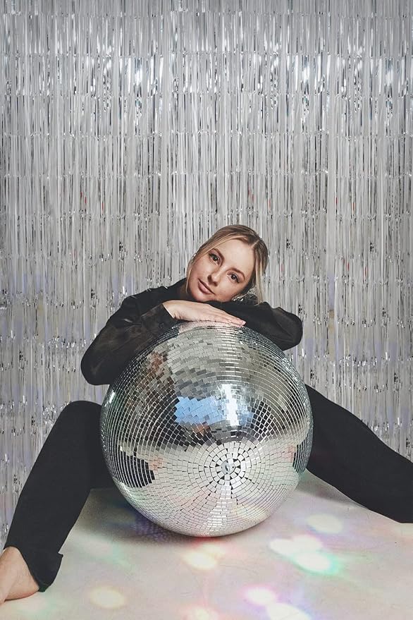 Silver Backdrop Curtains for Parties, Melsan 3.2 x 8 ft Foil Fringe Curtains Backdrop for Birthday,Engagement,New Year Eve, Disco Party Backdrop Decorations, Pack of 2