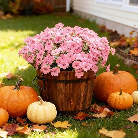 Artificial Flowers UV Resistant Outdoor,12 Bundles Faux Plants for Fall Autumn Thanksgiving Christmas Patio Porch Decor, No Fade Fake Window Box Greenery for Home Wedding Walkway Decoration
