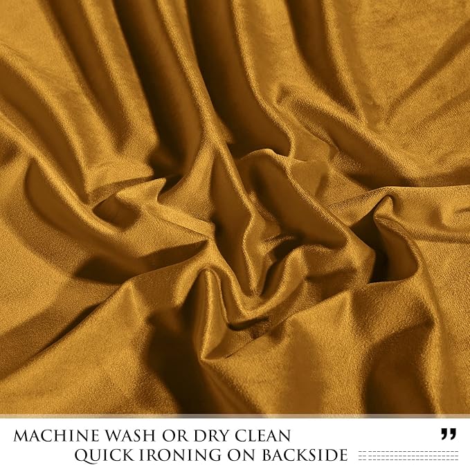 StangH 120 inches Long Velvet Curtains - Mustard Gold Blackout Drapes for Bedroom Luxury Home Decoration for Room Dividers Thermal Privacy Curtains for Dining/Drawing Room, W52 x L120, 2 Panels