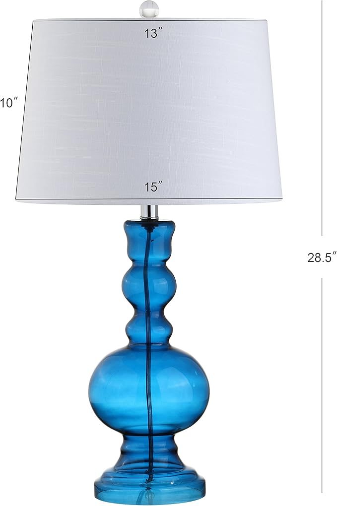 JONATHAN Y JYL1061C-SET2 Set of 2 Table Lamps Genie 28.5" Glass LED Table Lamp Contemporary Transitional Bedside Desk Nightstand Lamp for Bedroom Living Room Office College Bookcase, Night Blue