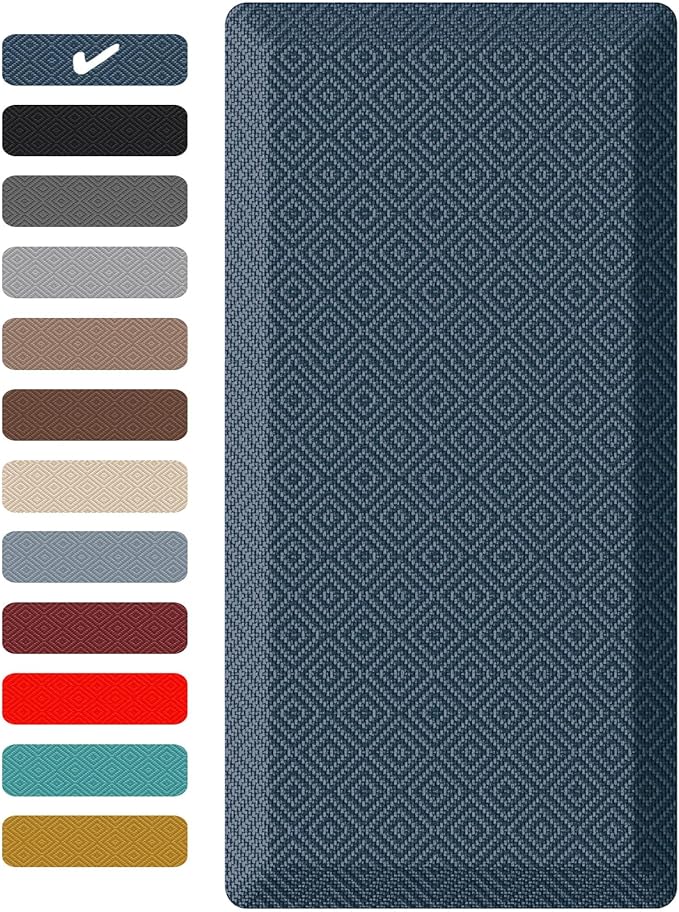 Ophanie Kitchen Mats for Floor, 3/4 Inch Thick Kitchen Rugs, 24x70 Anti Fatigue Standing Cushioned Mat, Waterproof,Comfort Ergonomic Mat for Office, Home, Sink, Blue Non-Slip Bottom