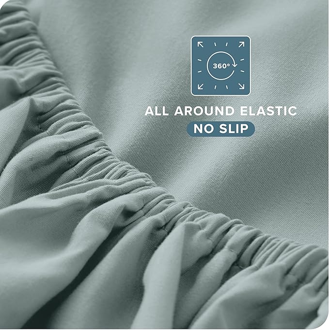 Bare Home Queen Sheet Set - Luxury 1800 Ultra-Soft Microfiber Queen Bed Sheets - Double Brushed - Deep Pockets - Easy Fit - 4 Piece Set - Bedding Sheets & Pillowcases (Queen, Sea Spray)